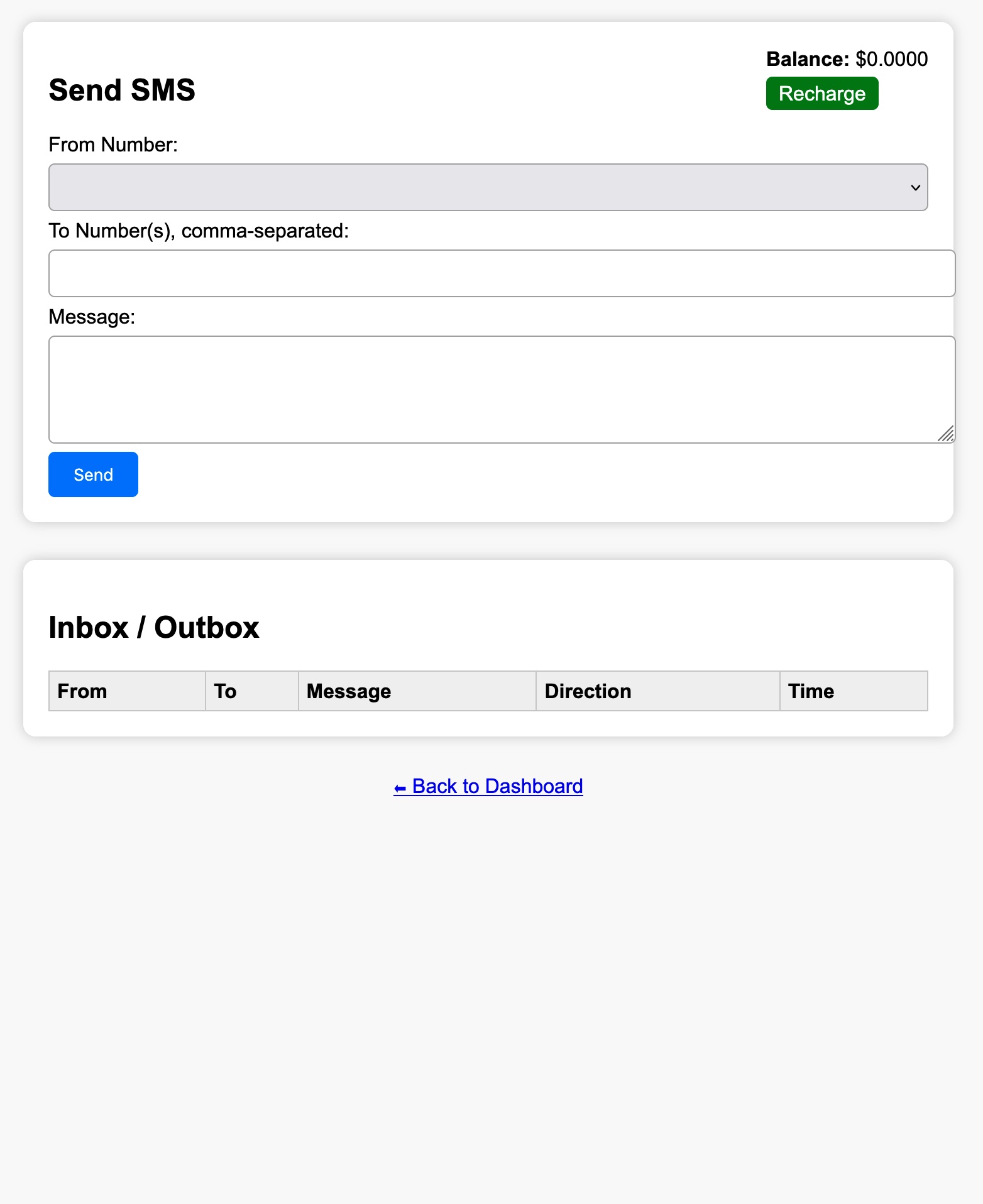 Dashboard Screenshot